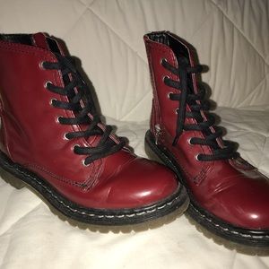 Burgundy Combat Boots